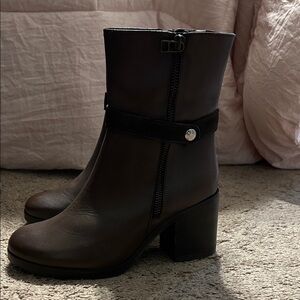 Coach and Four Brown Leather Block Heel Ankle Boots